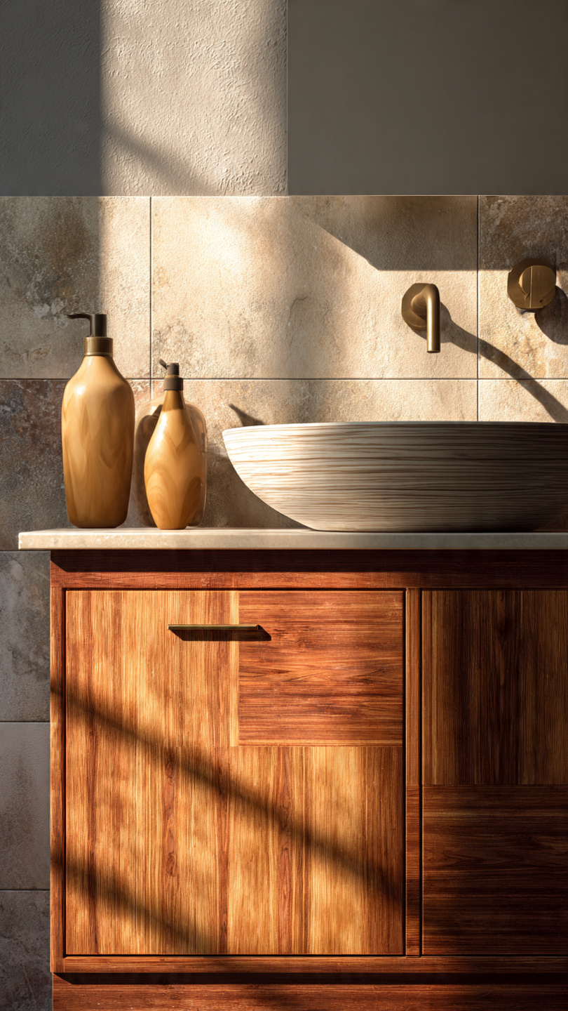 42-Inch Mid-century Contemporary Bathroom Vanity - Teak