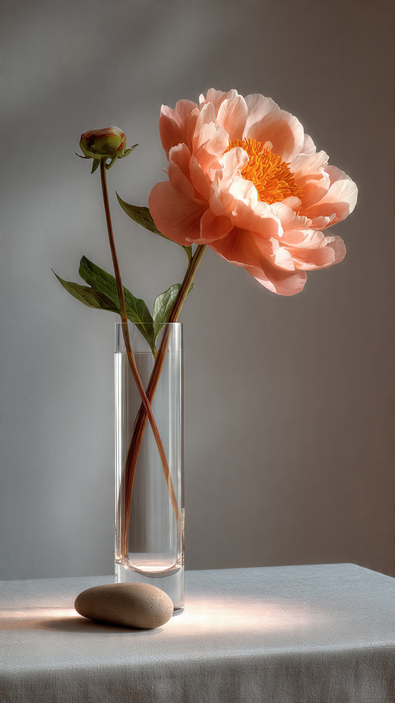 Luxury Single-Stem Peony Minimalist Display
