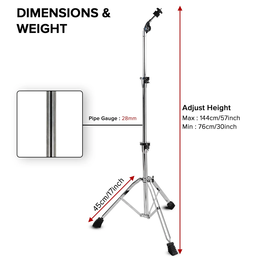 Kadence RIS01 Touring Series 3.5kg Ride Cymbal Stand | Heavy-Duty Build & Gear Tilter | Double-Braced Tripod | Stage-Ready Performance