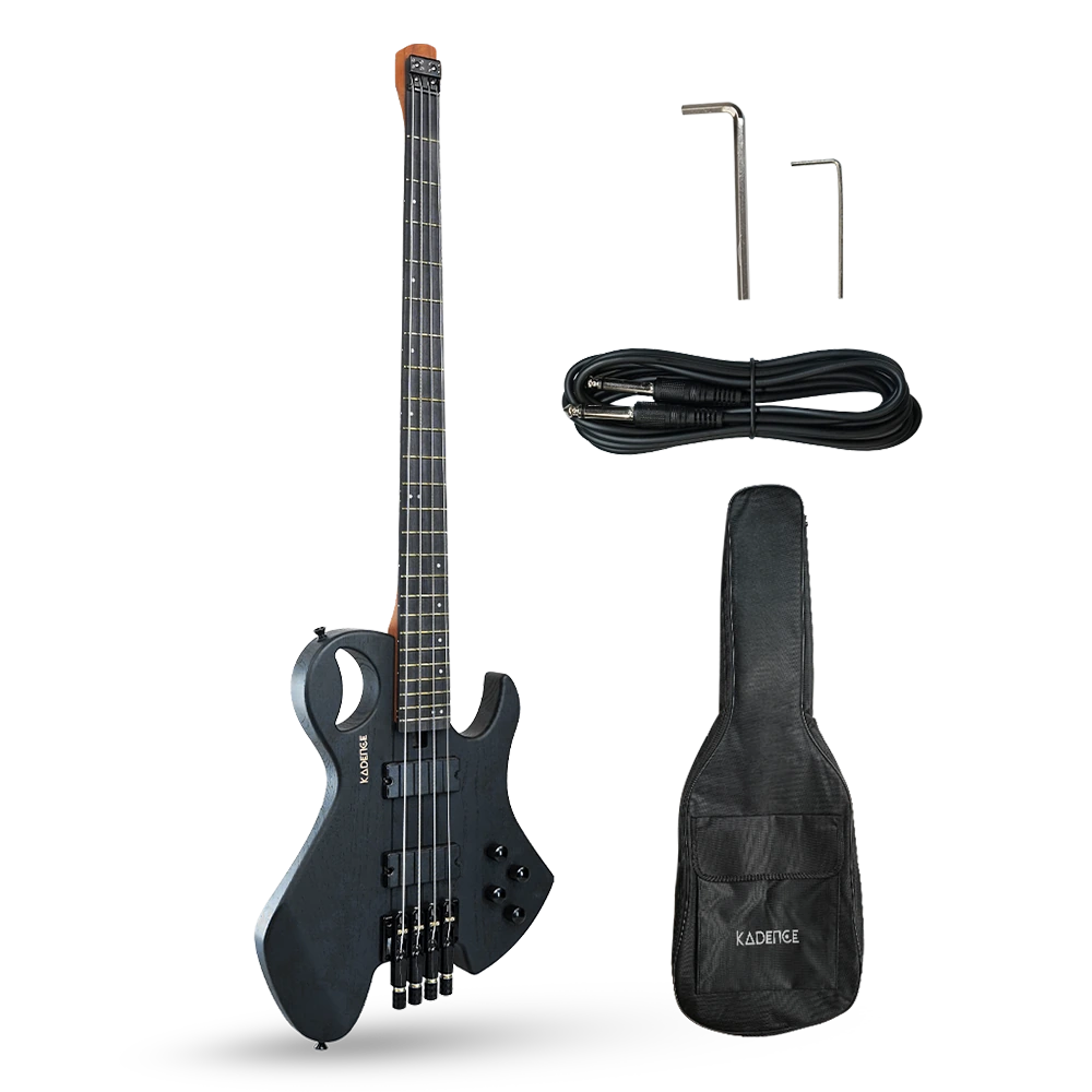 Headless 4-String Electric Bass Guitar · Black
