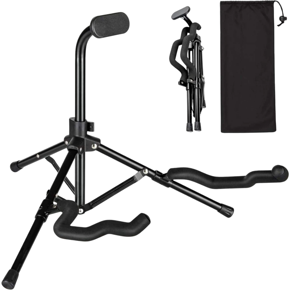 Kadence NK51 Touring Series Foldable Tripod Guitar Stand | Neck Support with Dual Cradle Arms | Foam-Padded Protection | Includes Carry Bag | Suitable for Acoustic, Electric & Bass Guitars