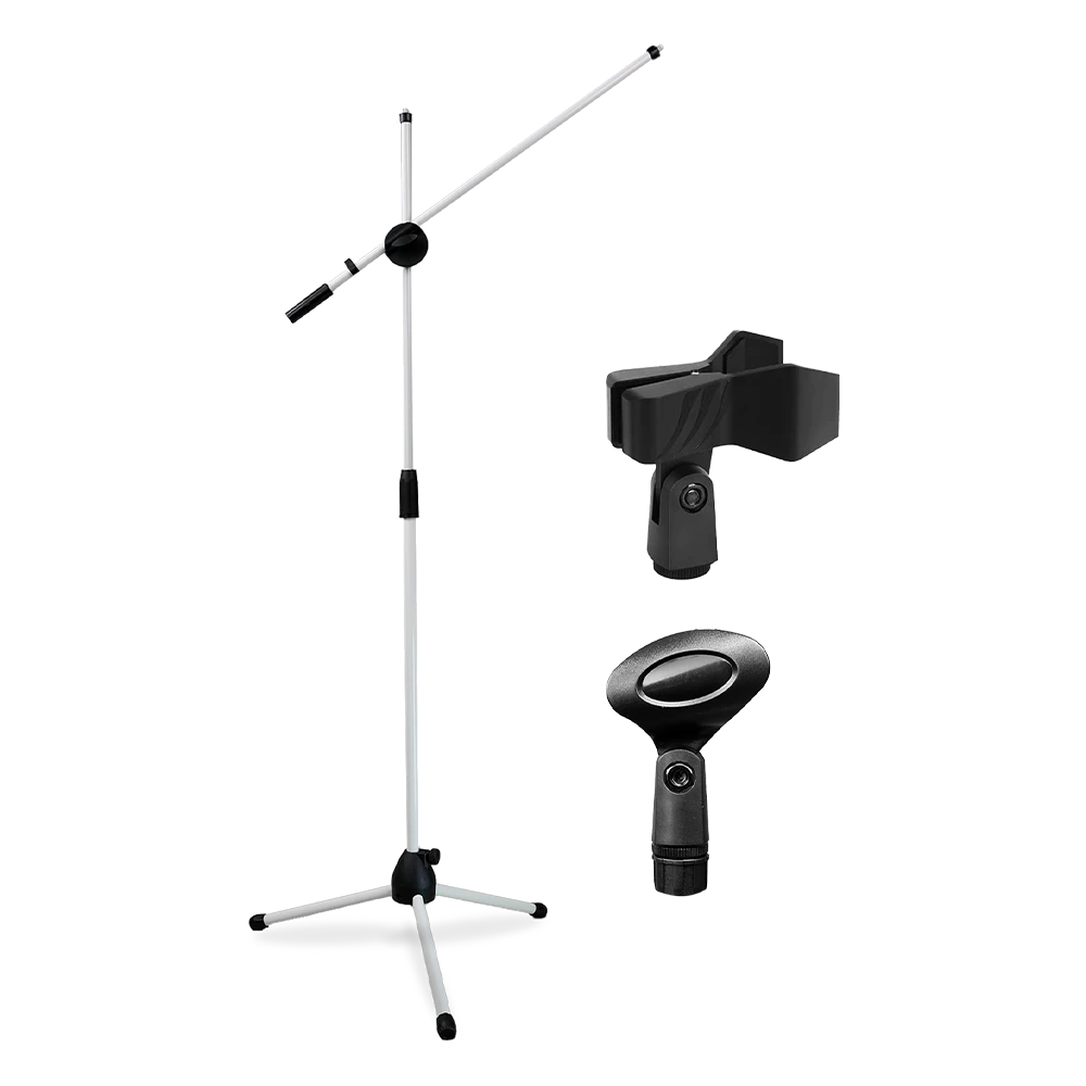 Home Series Mic Stand with Boom Arm · White