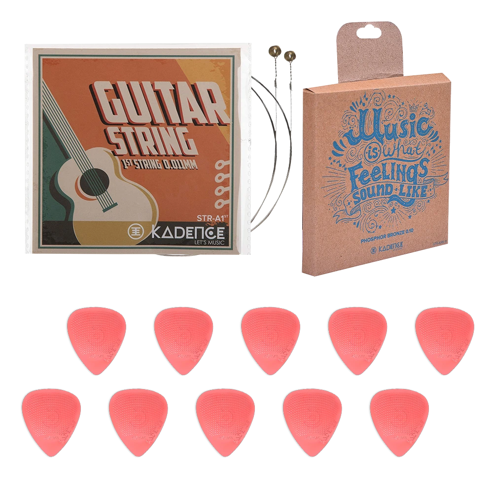 Jamming Series Guitar Phosphor Bronze Strings & Polycarbonate Picks Combo · Red
