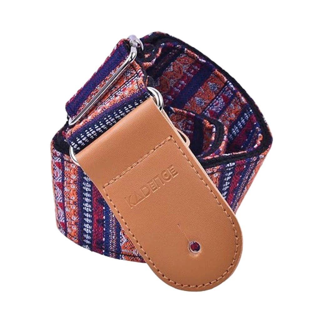 Kadence STP-PSG28A Jamming Series Adjustable Guitar Strap | 36–60 Inch Length with 1.5mm Soft Woven Fabric | Genuine Leather Ends | For Acoustic, Electric & Bass Guitars