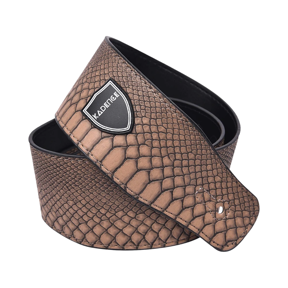 Jamming Series Guitar Strap with Faux Snakeskin Texture · Brown