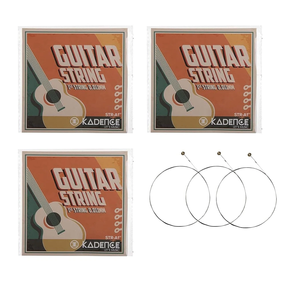 Kadence STRA1ST  Jamming Series Acoustic Guitar Strings - Pack of 3 | Alloy Steel, 1st E String (0.011 Gauge) | For Acoustic & Semi-Acoustic Guitars