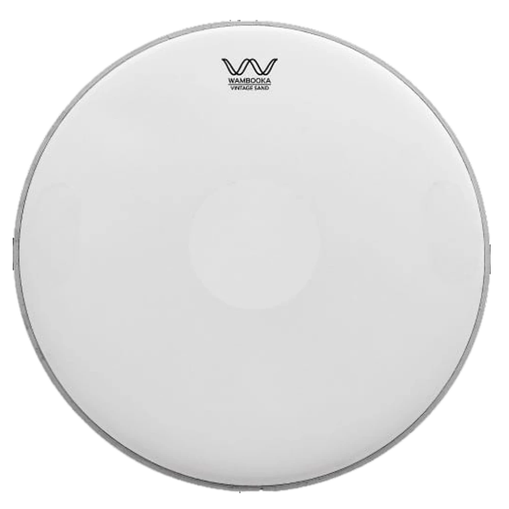 Wambooka VS14 Jamming Series Vintage Sand 14" Drumhead with Dot & Removable Mute | Single Ply, 10 Mil Mylar Film | Sandblasted Snare/Tom Head with Pre-Dampening | Warm Vintage Tone