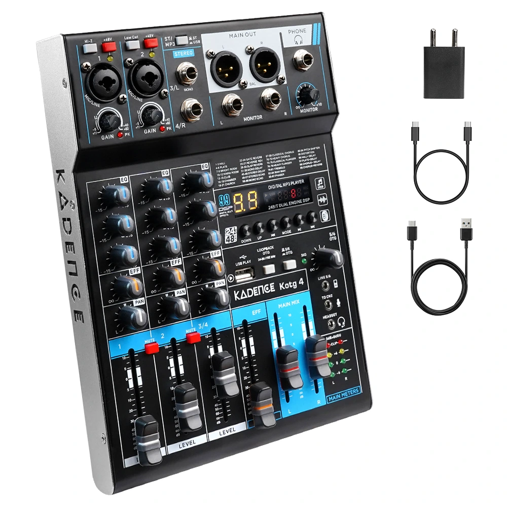 Jamming Series 4 Channel Audio Mixer with OTG Recording · Black