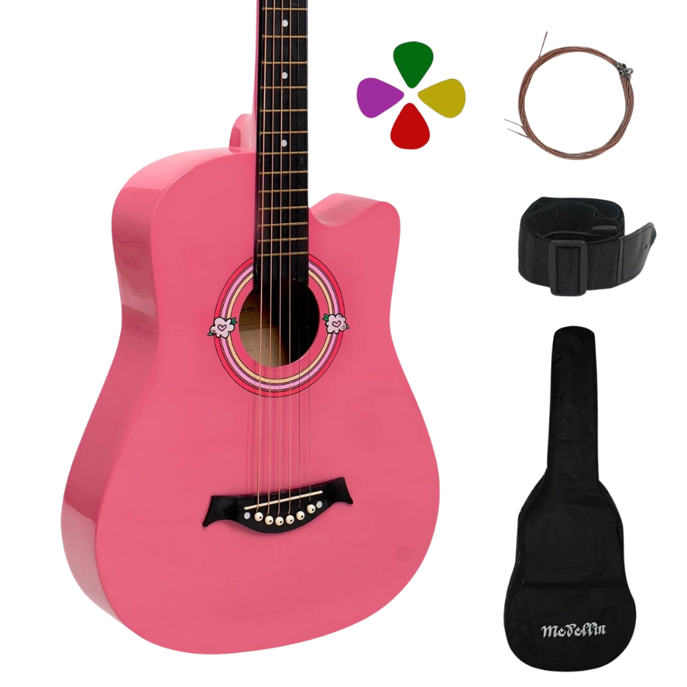 Medellin 38" Acoustic Guitar · Neon Pink