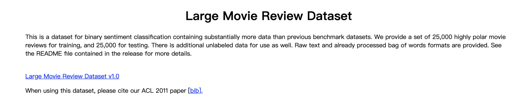 IMDb Movie Reviews Dataset