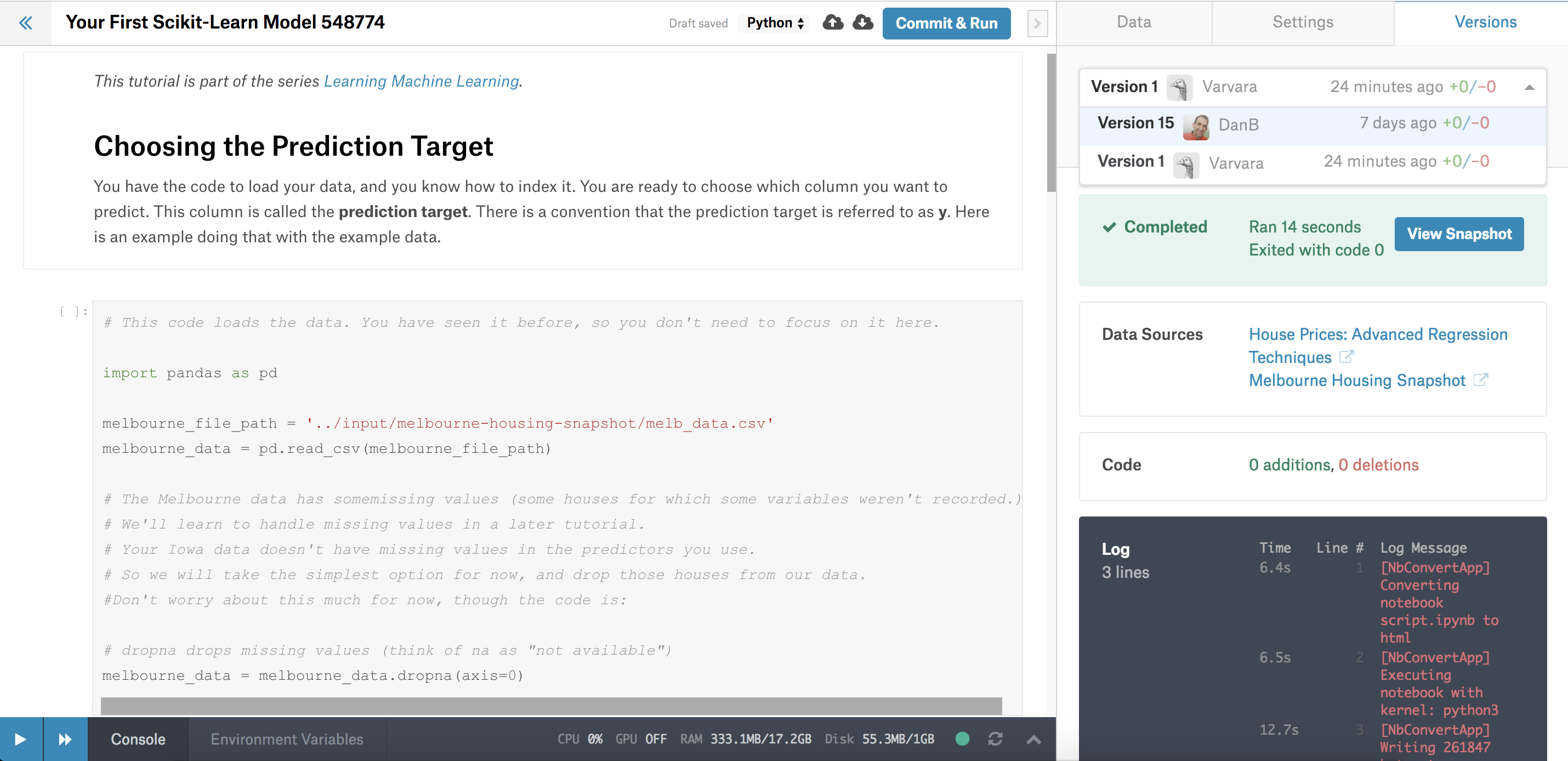 How can I edit my notebook? Data Science and Machine Learning Kaggle