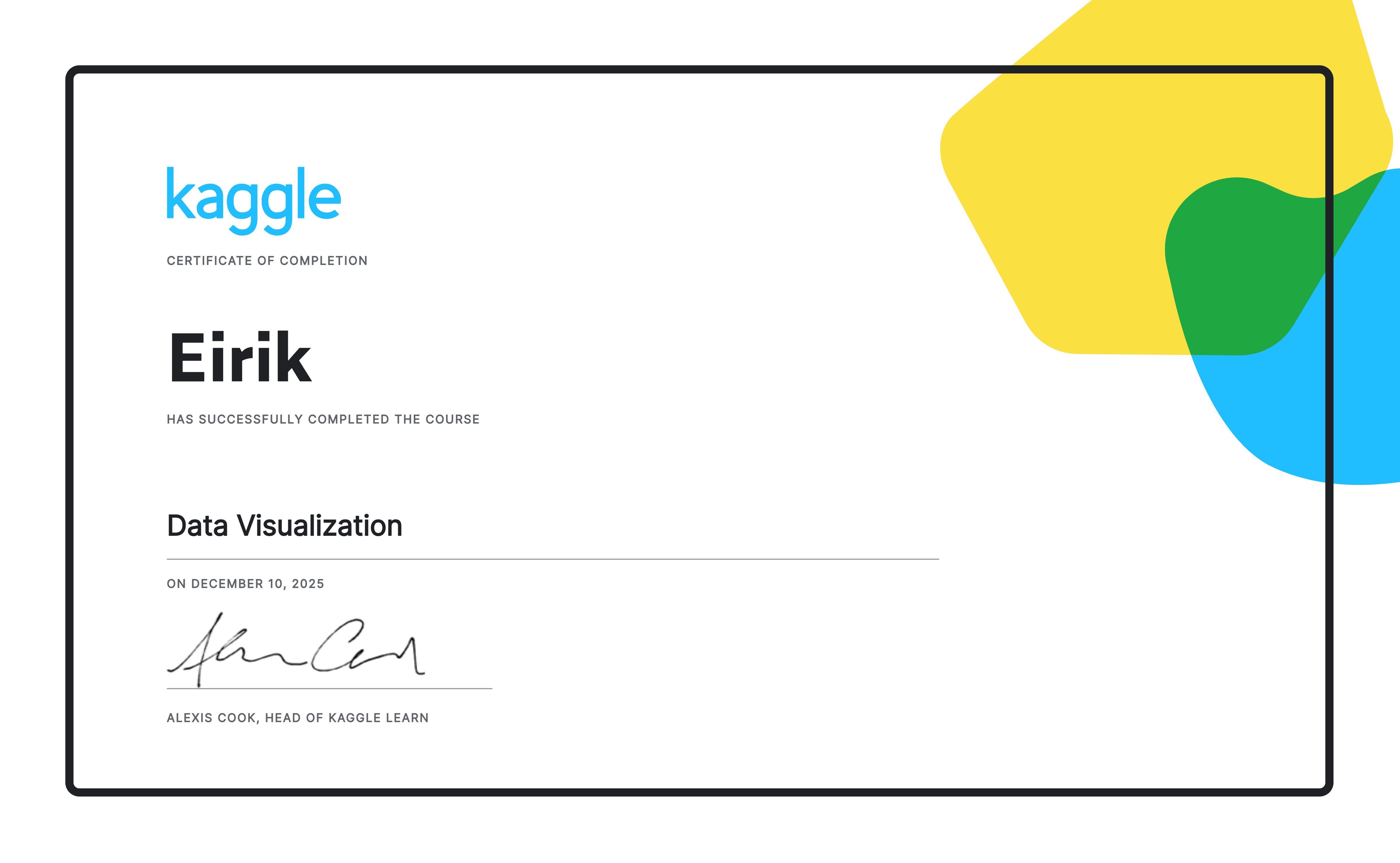Eirik completed the Data Visualization course on Kaggle!