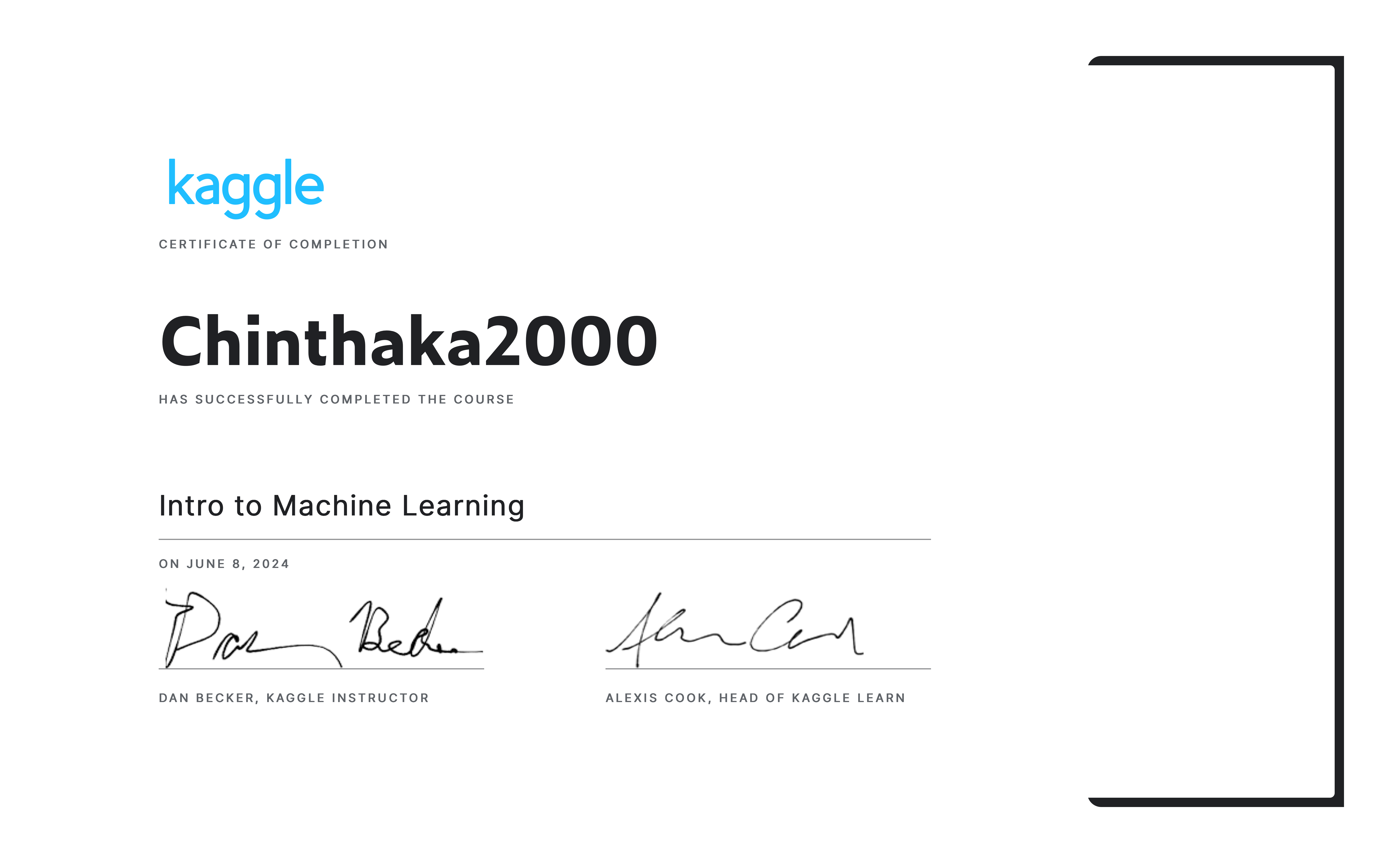 Chinthaka2000 Completed The Intro To Machine Learning Course On Kaggle Chinthaka2000 Completed The Intro To Machine Learning Course On Kaggle