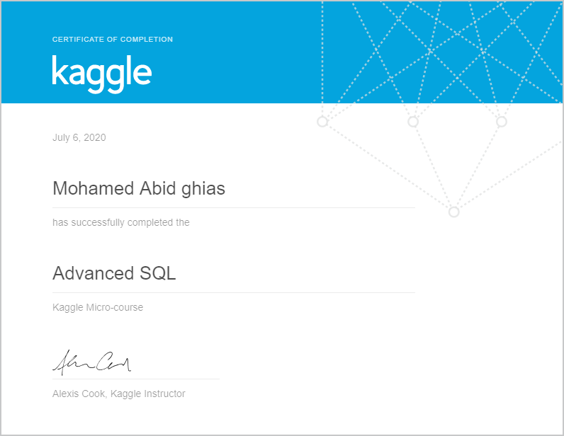 Mohamed Abid Ghias Completed The Advanced Sql Course On Kaggle Mohamed Abid Ghias Completed The Advanced Sql Course On Kaggle