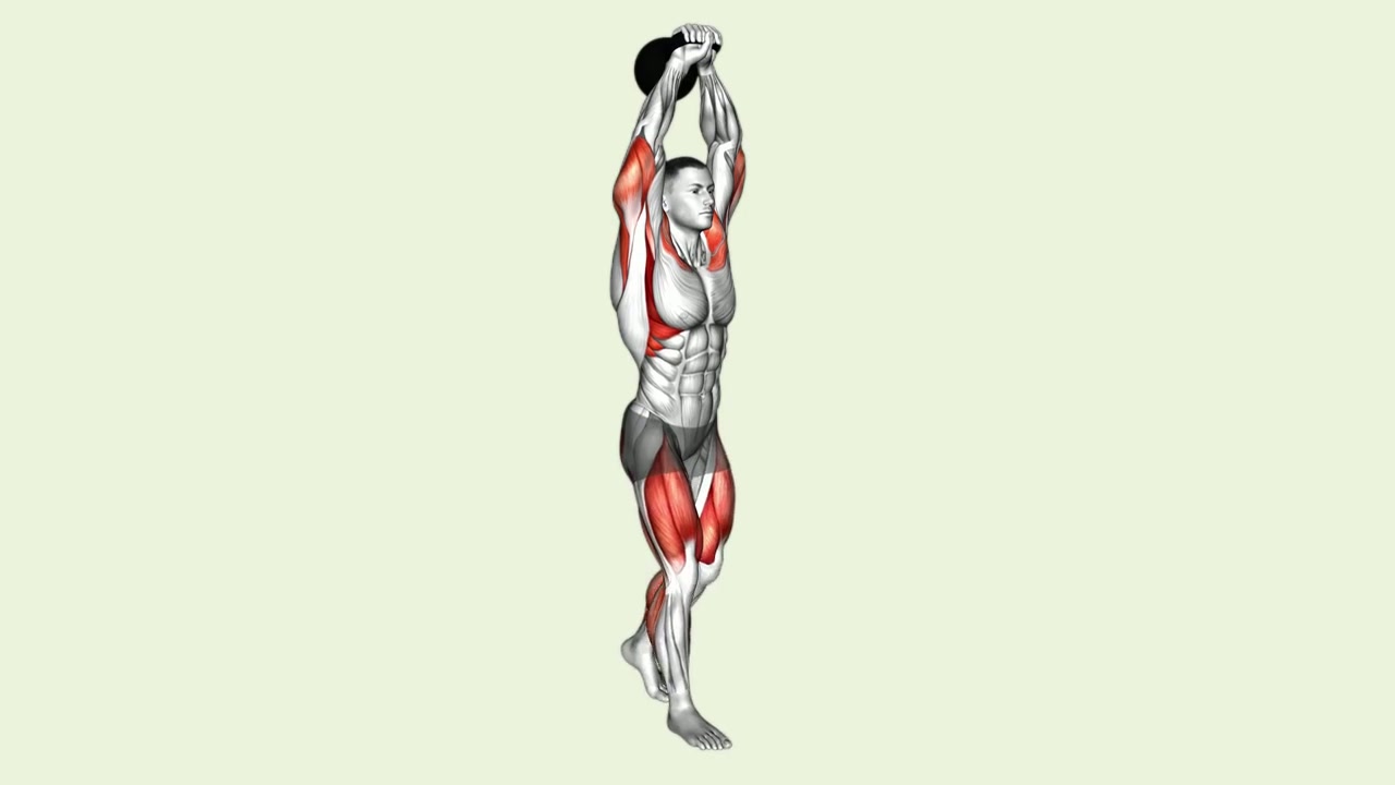 Caminata overhead con kettlebell: demostración de la ejecución