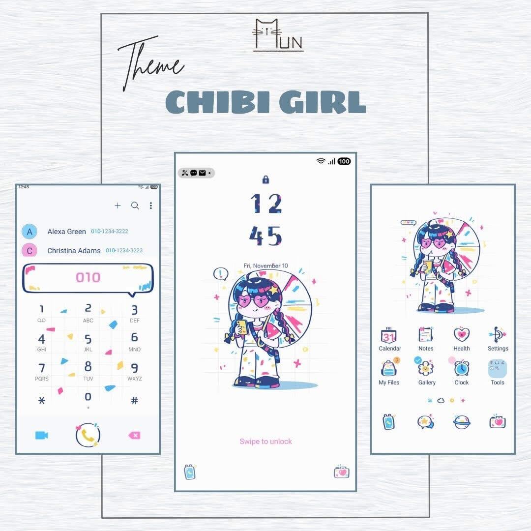 Chibi Girl Samsung Theme screenshot
