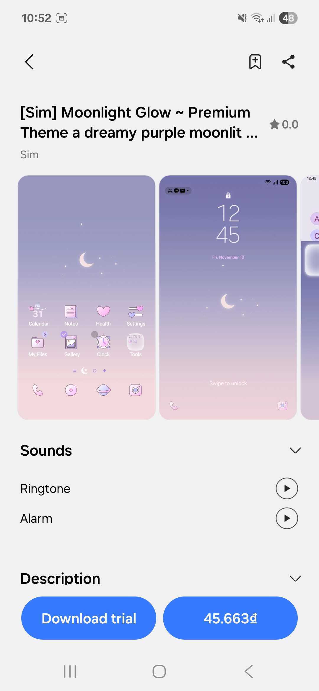 Paid Samsung Theme example