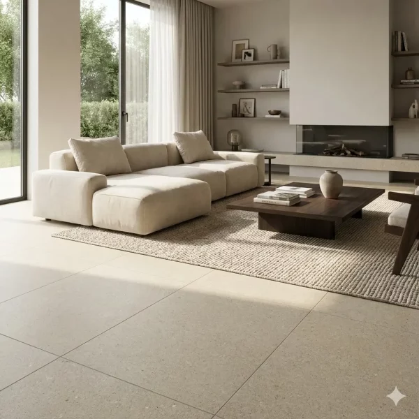 אריח גרניט פורצלן דמוי אבן בגוון מינק (אפור-חם/גרייג') בגימור מט 100×100 – תוצרת ספרד