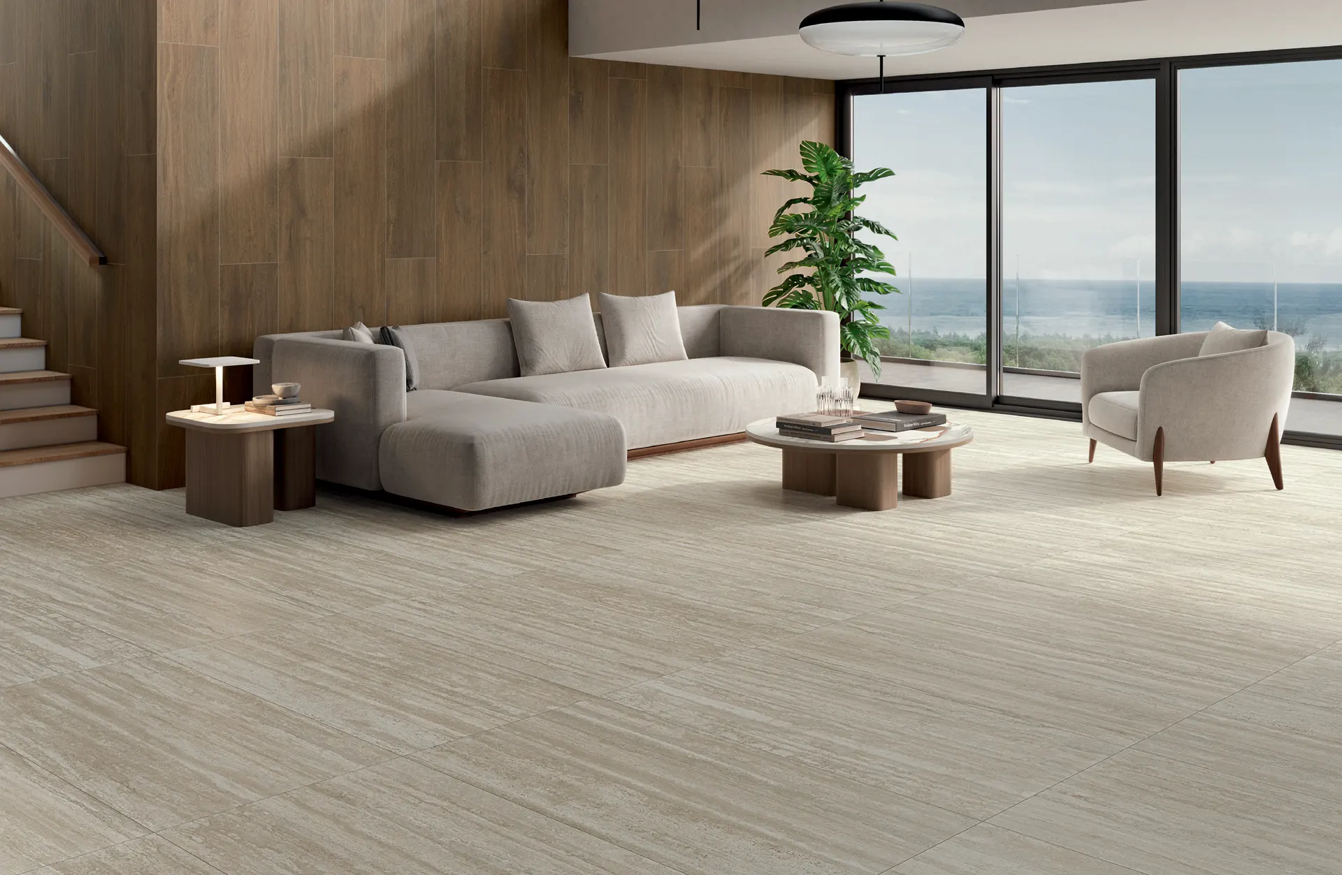 אריח גרניט פורצלן דמוי טרוורטין בגוון קרם בגימור מט 120×60 – תוצרת ספרד