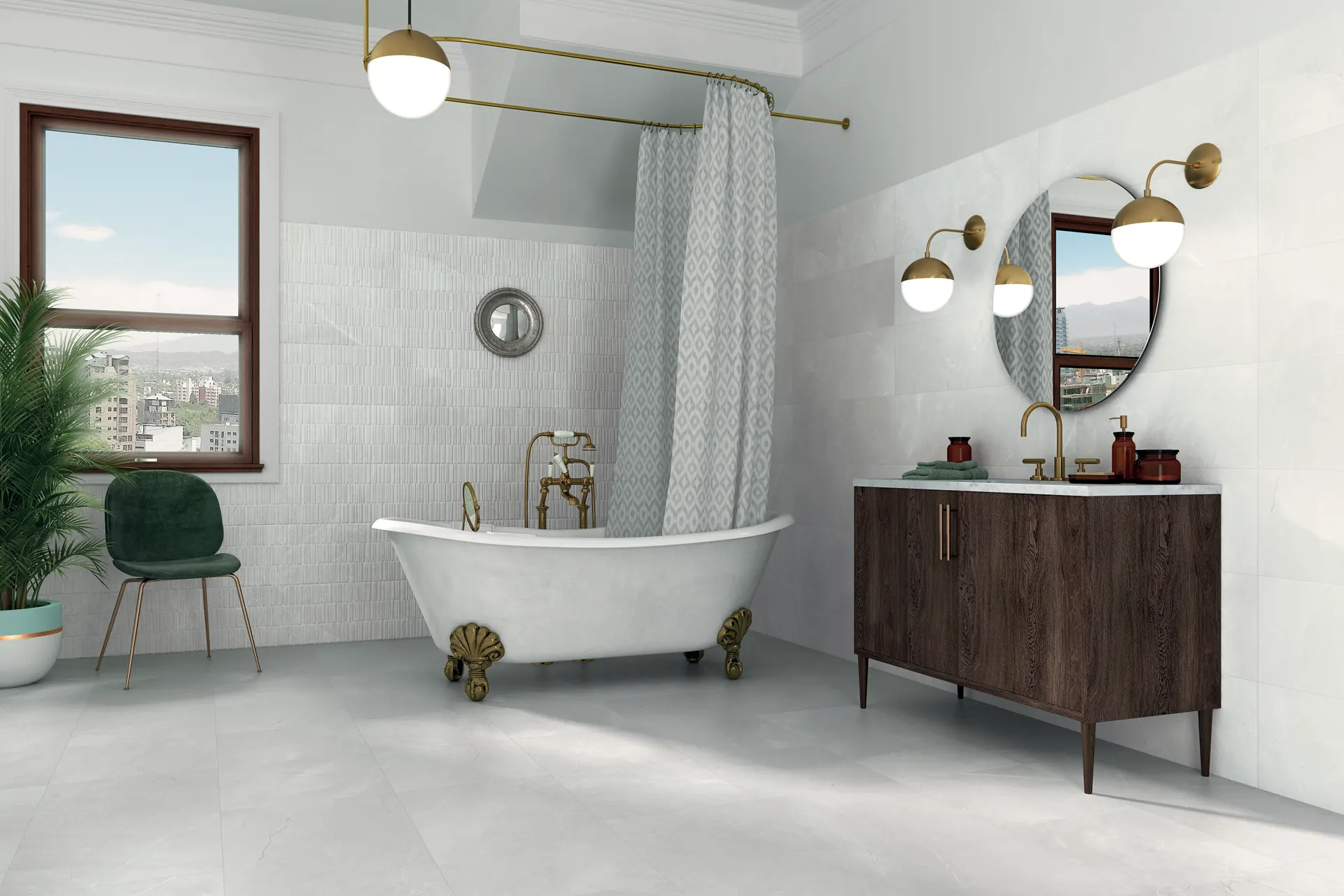 אריח גרניט פורצלן דמוי שיש בגוון לבן בגימור סאטן 120×60 – תוצרת ספרד