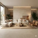 אריח גרניט פורצלן דמוי אבן בגוון חול-גרייג' בגימור מט 100×100 – תוצרת ספרד