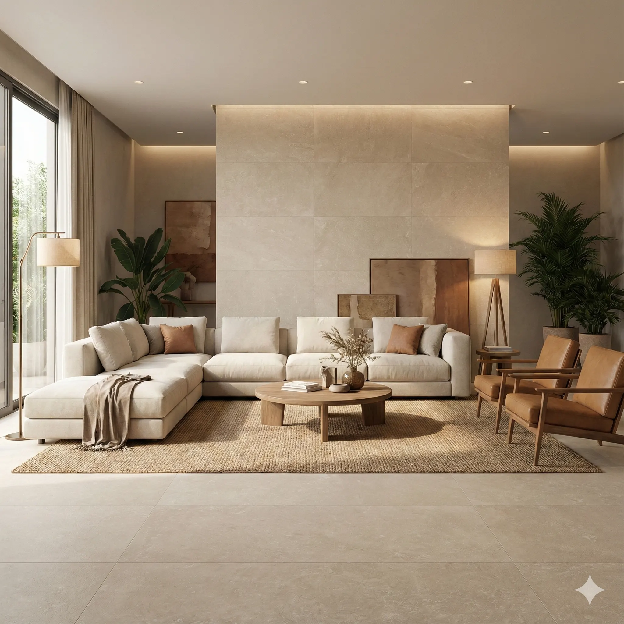 אריח גרניט פורצלן דמוי אבן בגוון חול-גרייג' בגימור מט 100×100 – תוצרת ספרד