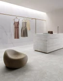 אריח גרניט פורצלן ענק מדוקק (SLAB) דמוי טרוורטין בגוון אפור ערפילי מט 280×120 – תוצרת איטליה