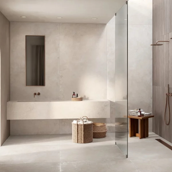 אריח גרניט פורצלן ענק מדוקק (SLAB) דמוי טרוורטין בגוון לבן מט 278×120 – תוצרת איטליה