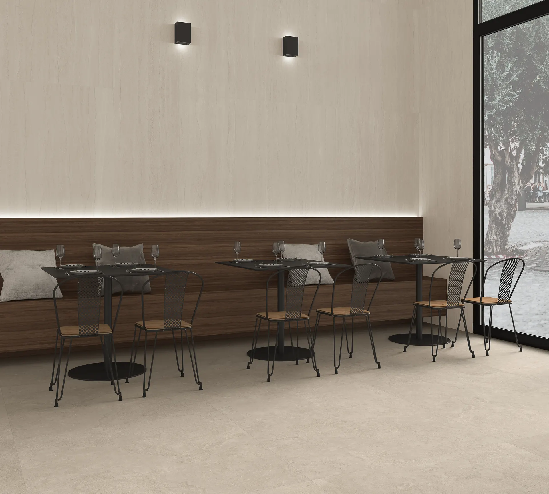 אריח גרניט פורצלן דמוי אבן בגוון שמנת-פנינה בגימור מט 120×60 – תוצרת ספרד