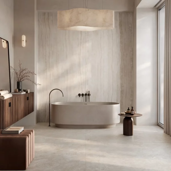 אריח גרניט פורצלן דמוי טרוורטין בגוון לבן בגימור מט 120×60 / 120×120 / 160×160 – תוצרת איטליה