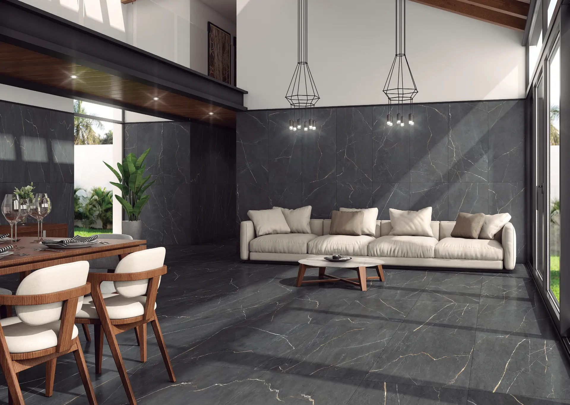 אריח גרניט פורצלן דמוי אבן בגוון אפור אנטרסיט בגימור מט 120×60 – תוצרת ספרד