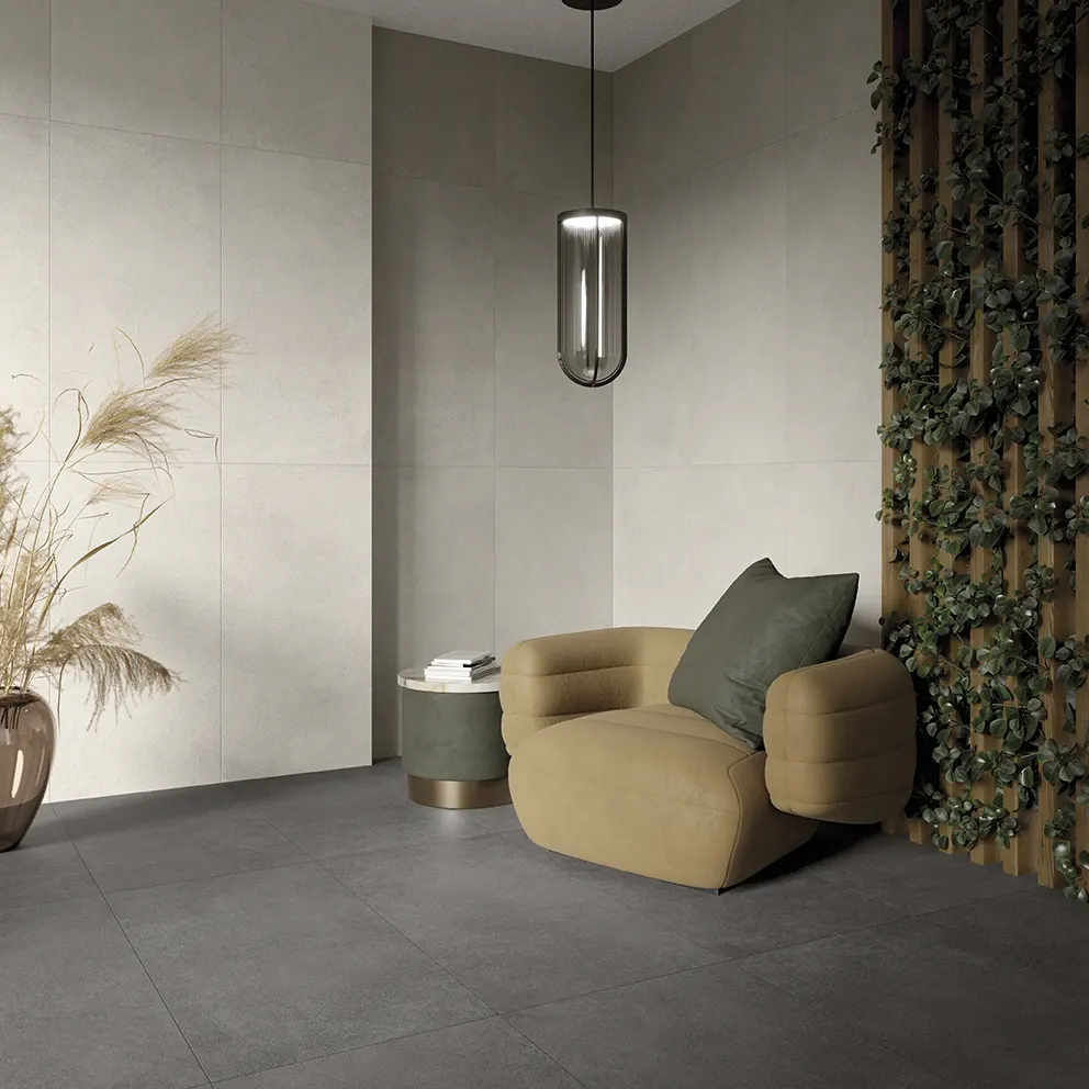 אריח גרניט פורצלן דמוי בטון בגוון אפור פחם (Carbon) בגימור מט 120×60 – תוצרת איטליה