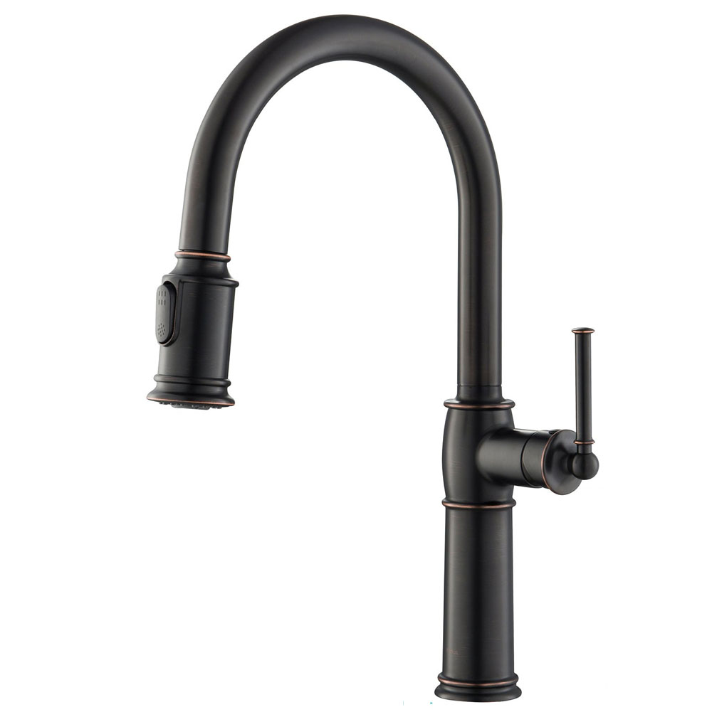 ברז מטבח נשלף 2 מצבי זרימה פלדת אל חלד יצוק גימור מוברש שמן גוון שחור