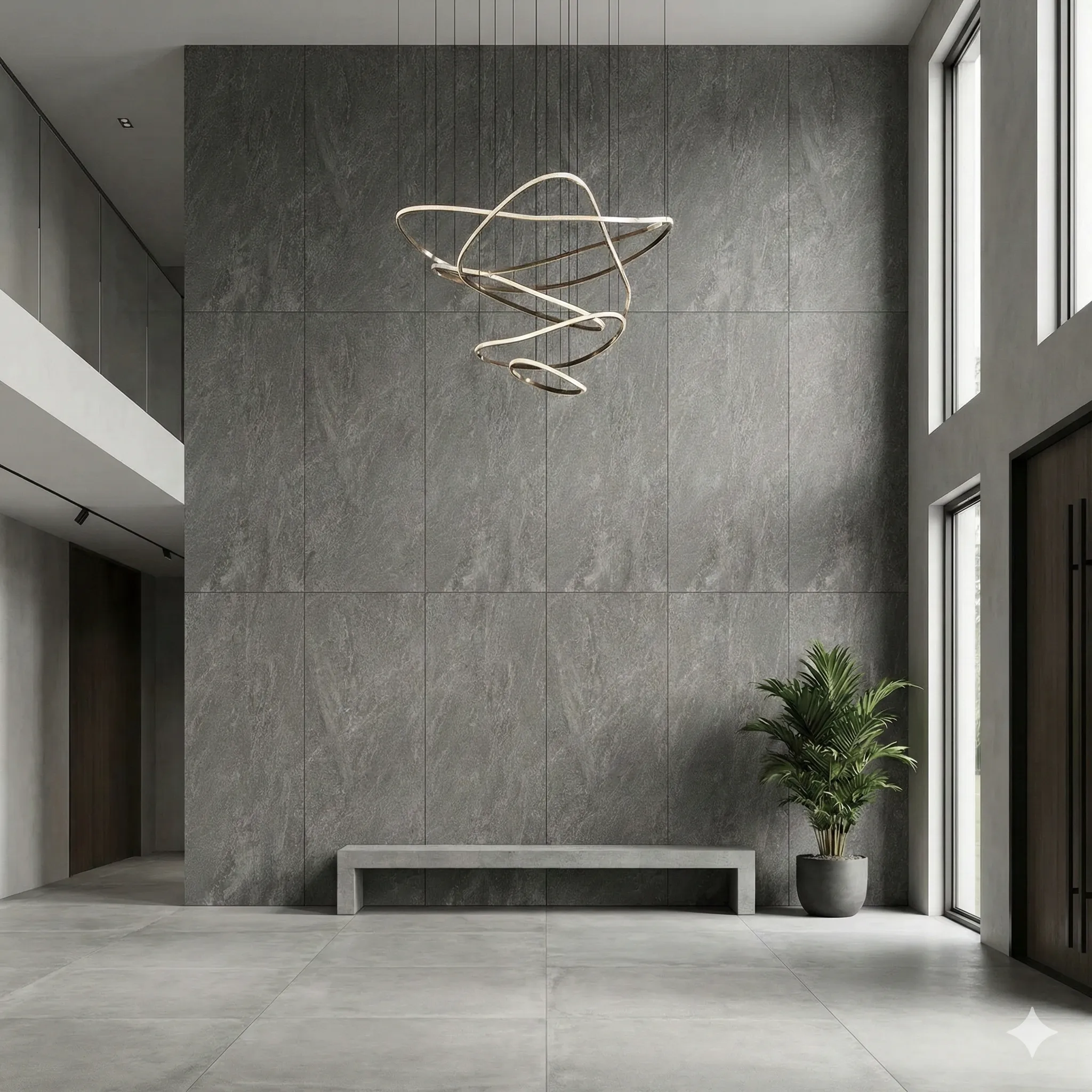 אריח גרניט פורצלן ענק מדוקק (SLAB) דמוי אבן בגוון אפור-גרפיט עמוק מט 280×120 – תוצרת איטליה