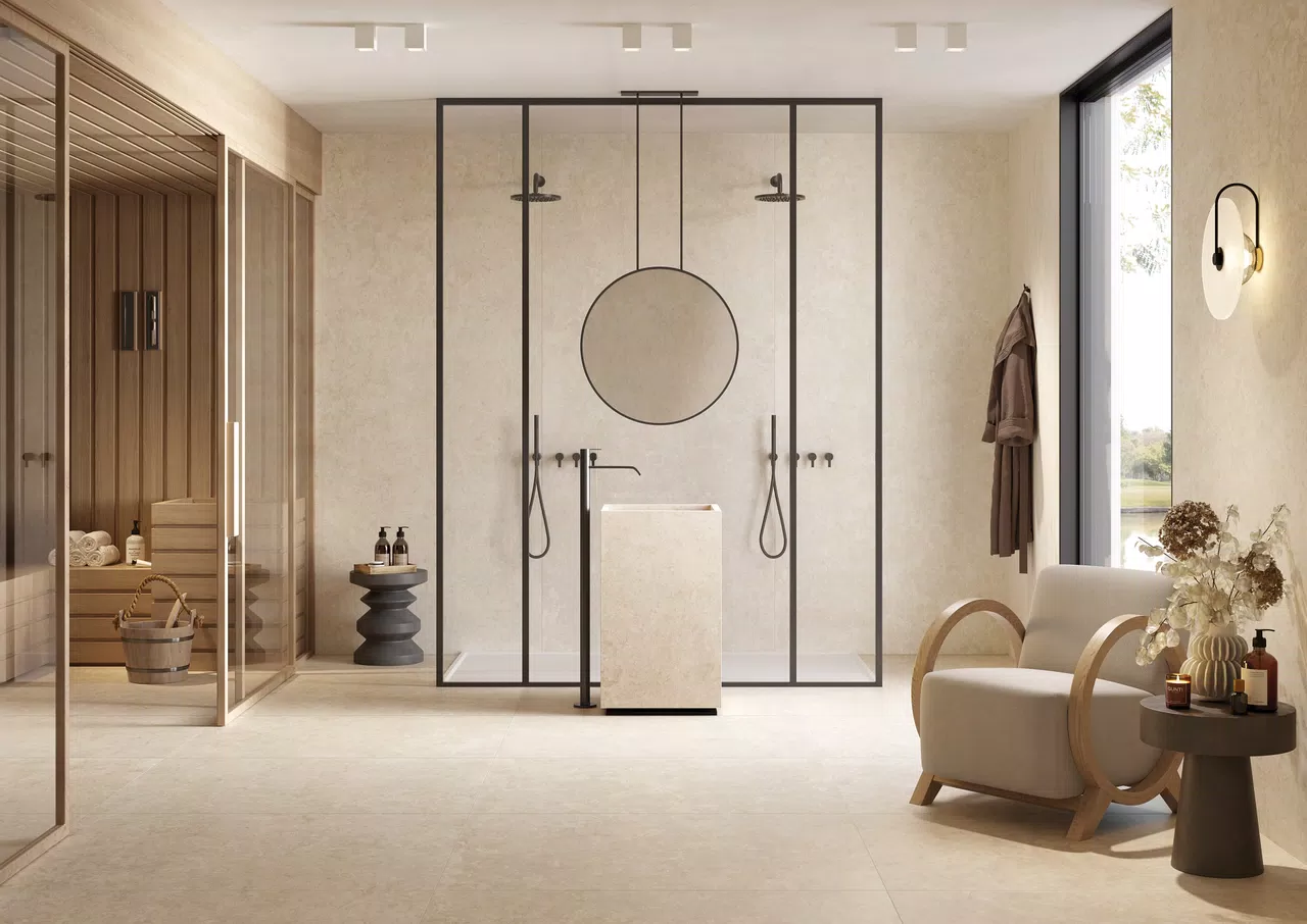 אריח גרניט פורצלן דמוי אבן בגוון חולי-בז' בגימור מט 120×120 / 120×60 – תוצרת איטליה