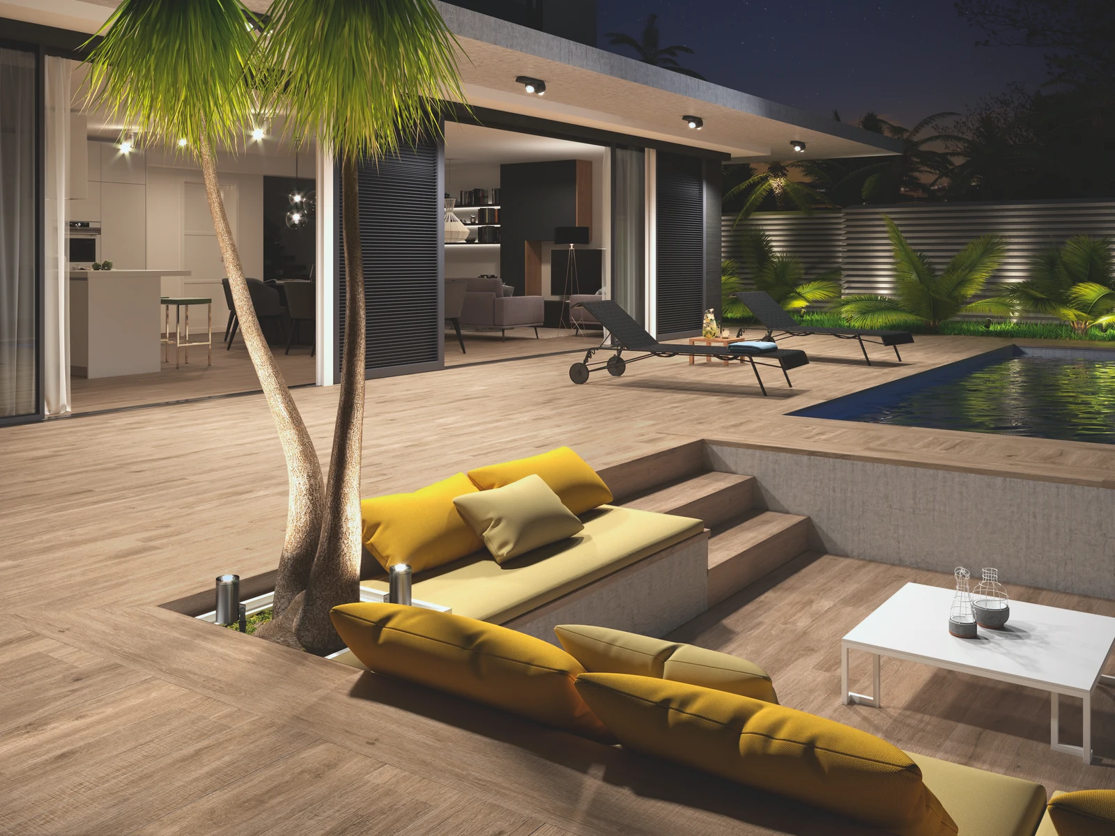 פרקט פורצלן גוון אלגום עץ חם 20/120 חיתוך לייזר