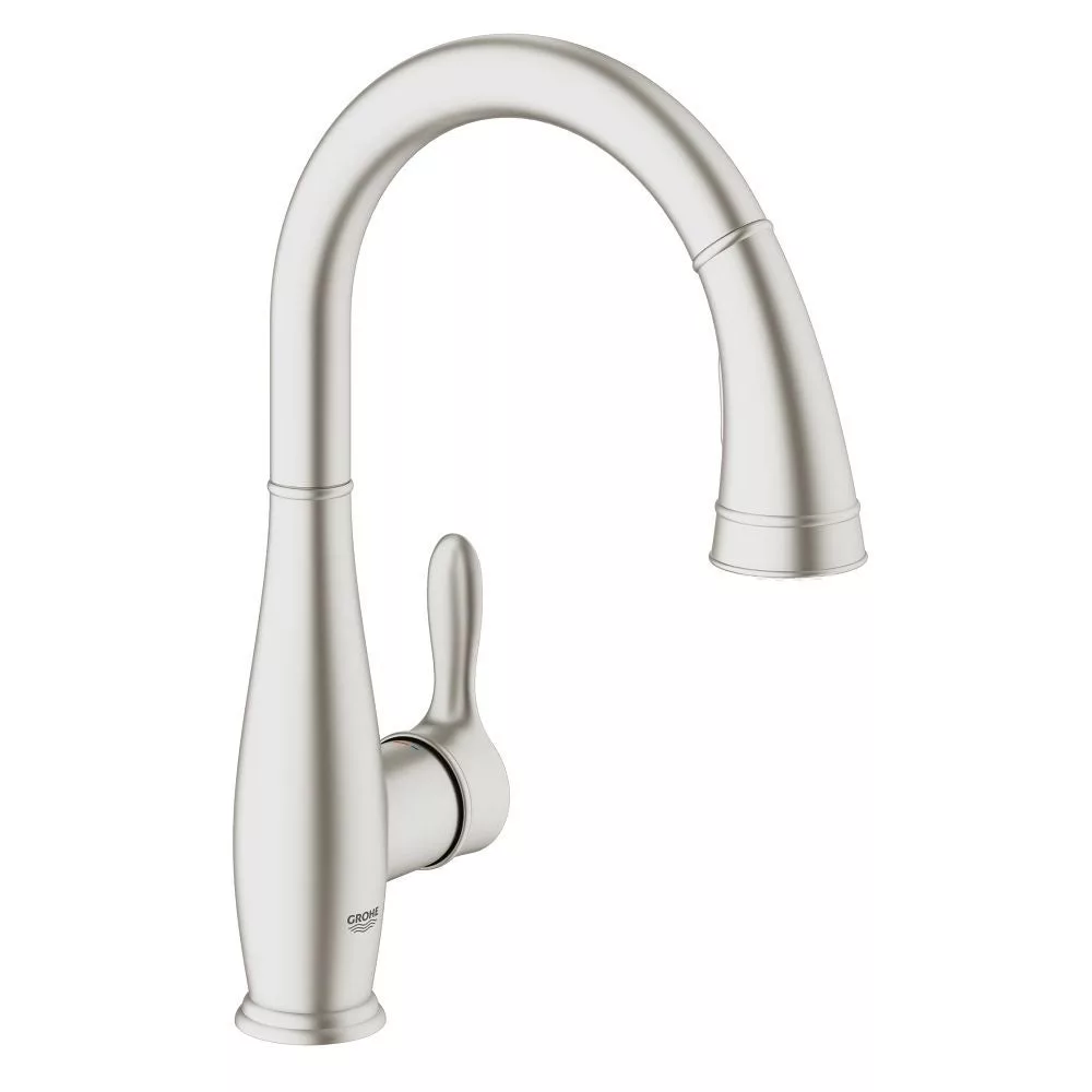 ברז נשלף למטבח Grohe גרמניה 2 מצבי זרימה גימור פלדת אל חלד גוון כסף
