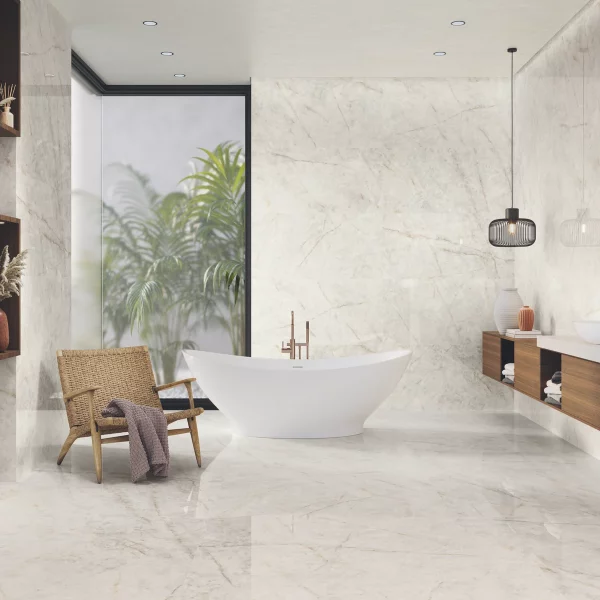 אריחי חיפוי שיש לבן קריסטל מבריק 60/120 למטבח וסלון