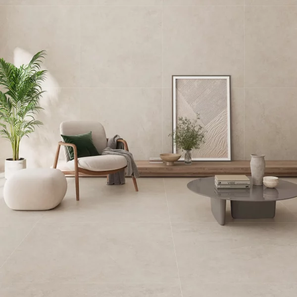 אריח גרניט פורצלן דמוי אבן בגוון קרם/שמנת בגימור מט 120×120 – תוצרת ספרד