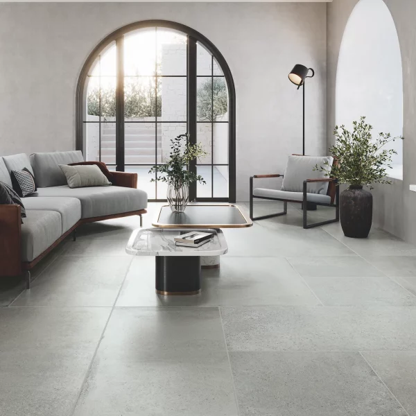 ריצוף חוץ פורצלן אפור בטון 120/120 אנטי סליפ גדול