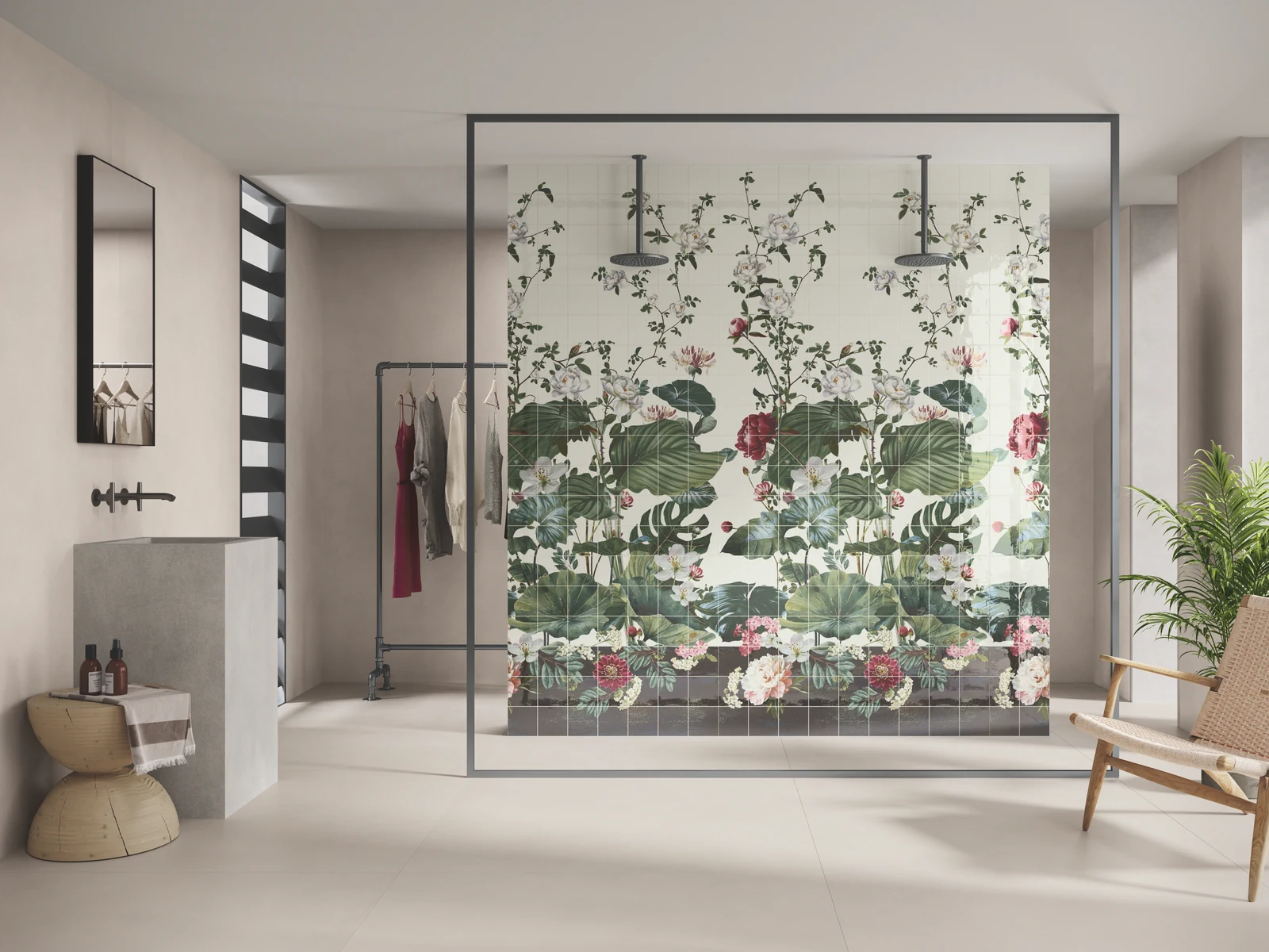 ריצוף פורצלן דמוי בטון לבן 120/120 מראה נקי ואורבני