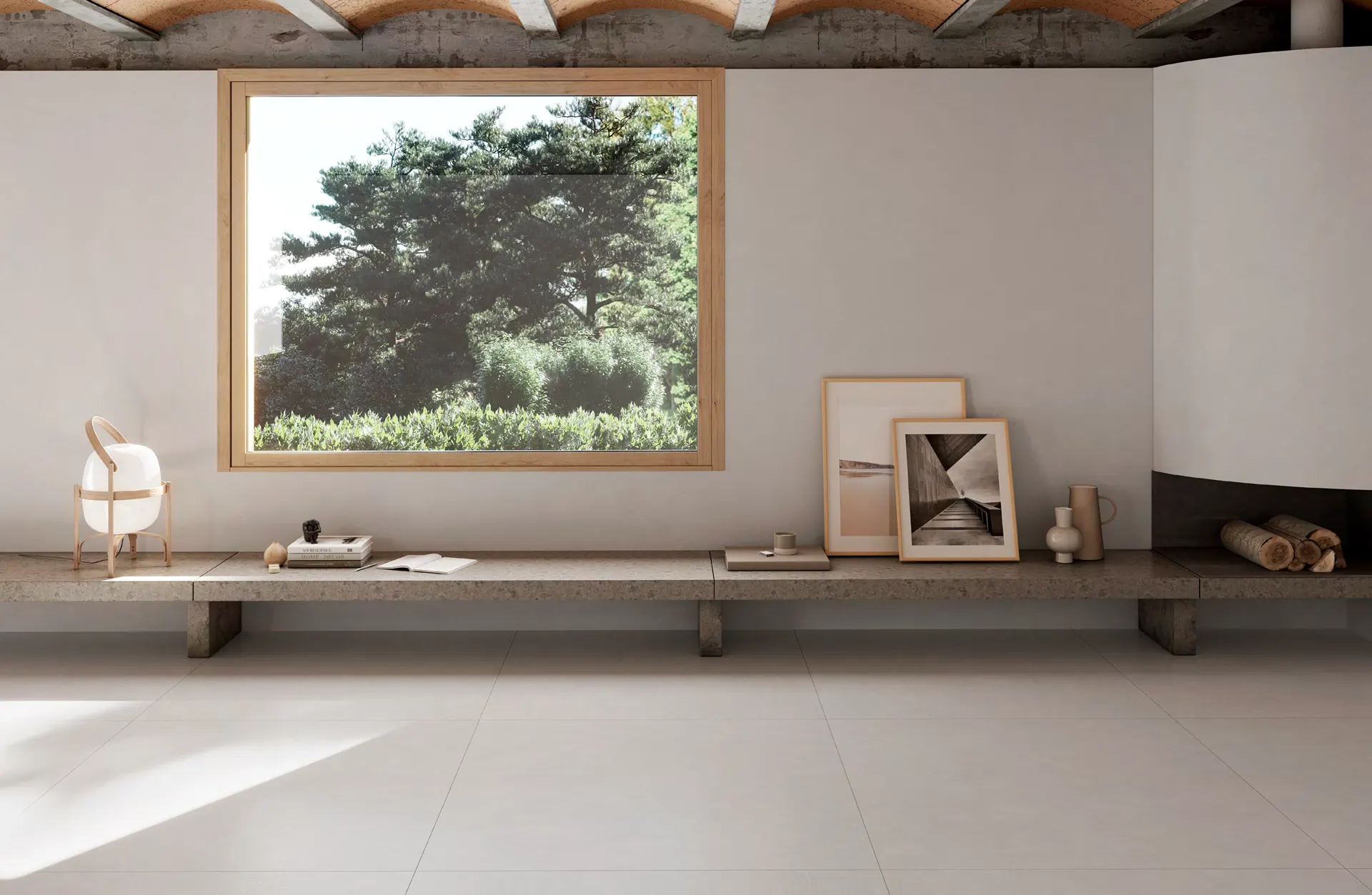 אריח גרניט פורצלן דמוי אבן בגוון קרם בגימור מט 120×120 – תוצרת ספרד