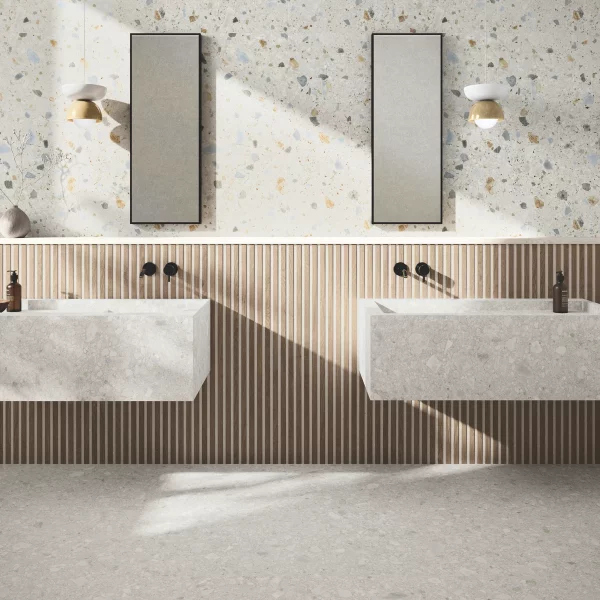 חיפוי קיר טרצו אבן לבנה 120/120 גרניט פורצלן יוקרתי