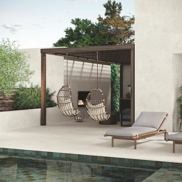 ריצוף חוץ אבן לבנה 60/120 קרמיקה נגד החלקה לחצר