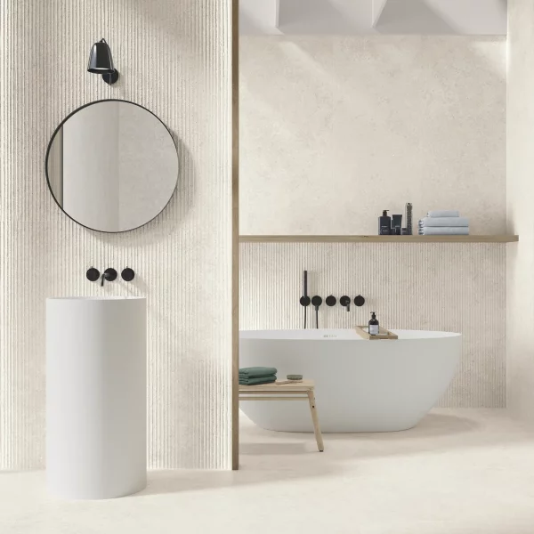 ריצוף פנים אבן לבנה יוקרתית 120/120 ענק מנוסר