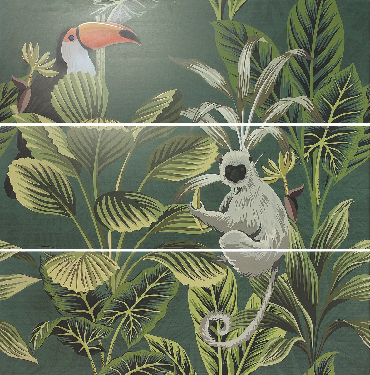 חיפוי קיר מצויר טוקן ירוק סט 3 חלקים DEF 40/120