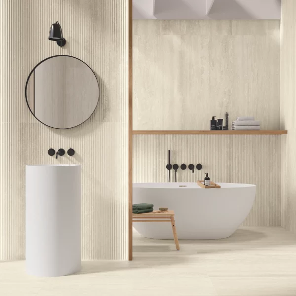 ריצוף פורצלן שיש לבן מט 60/120 חיתוך לייזר לסלון