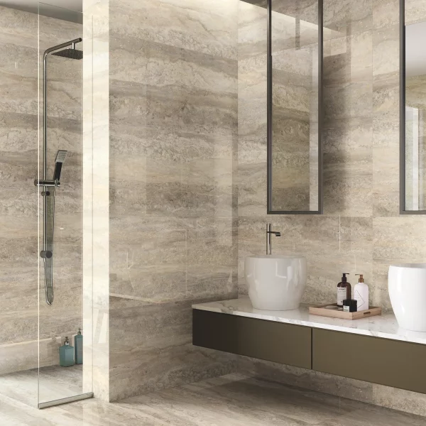 ריצוף ענק טרוורטין ברשיה מבריק מלוטש 120/120 יוקרתי