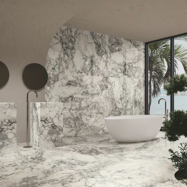 ריצוף שיש לבן וולטרה מט 120/120 אריחי פורצלן ענקיים