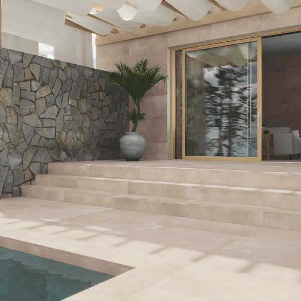 ריצוף בטון אפור חום מונע החלקה 90/90 אריחי חוץ עמידים